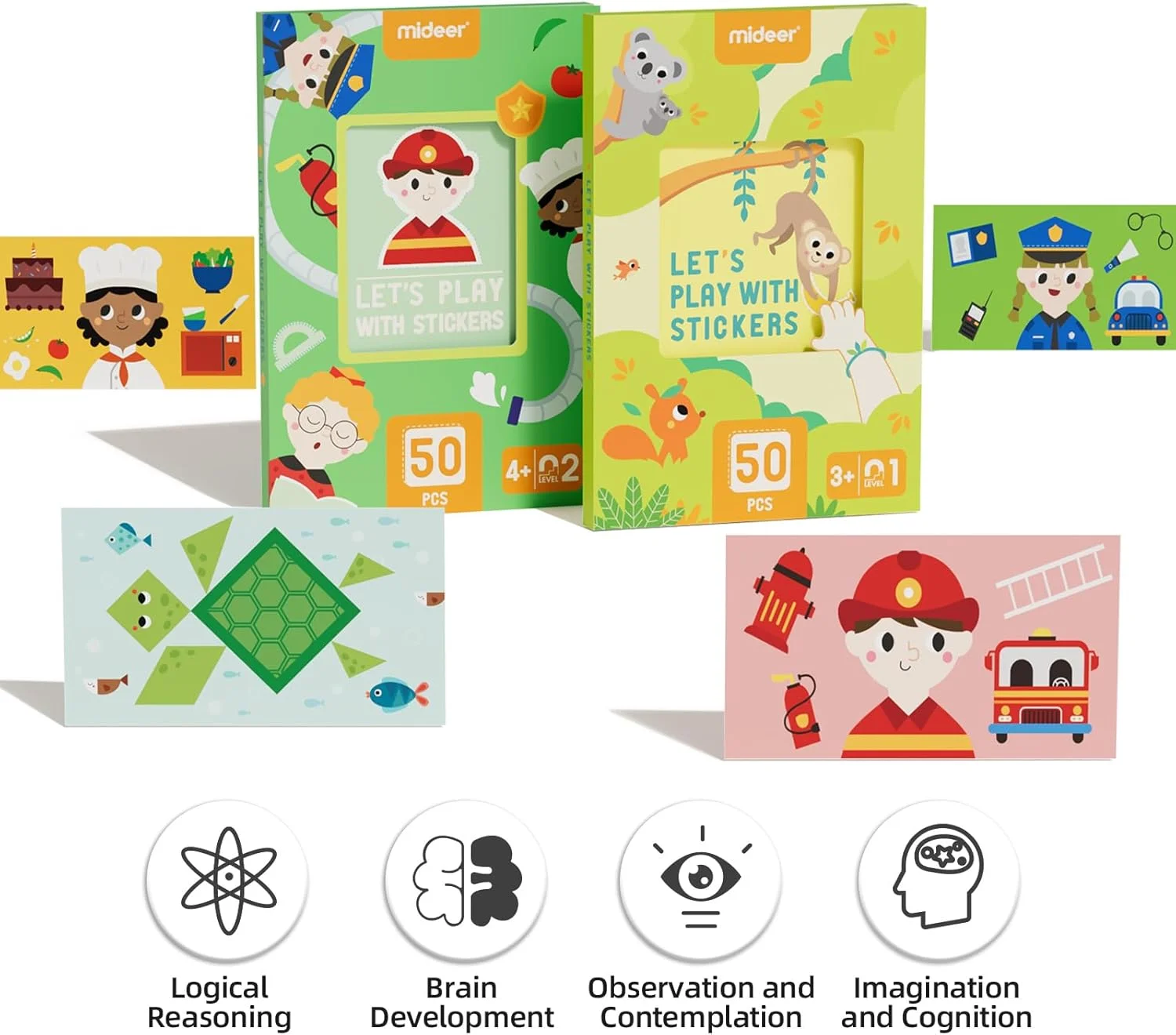 مجموعه بازی برش کاغذ و برچسب می دير 2 در 1 پیشرفته، 50 تکه، کتاب فعالیت سرگرم کننده برش و چسباندن برای 3-5 سال، مجموعه برش کاغذ گام به گام، بیایید با برچسب ها بازی کنیم سطح 01