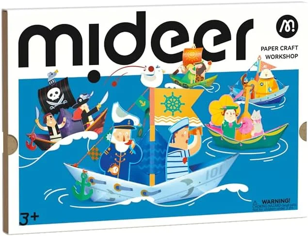 مجموعه کاردستی کاغذی Mideer - اریگامی سه بعدی برای کودکان با خطوط از پیش تا شده، بدون نیاز به قیچی یا چسب - کاغذ ضد آب با برچسب ها و استیکرهای خلاقانه (اکتشاف دریایی)