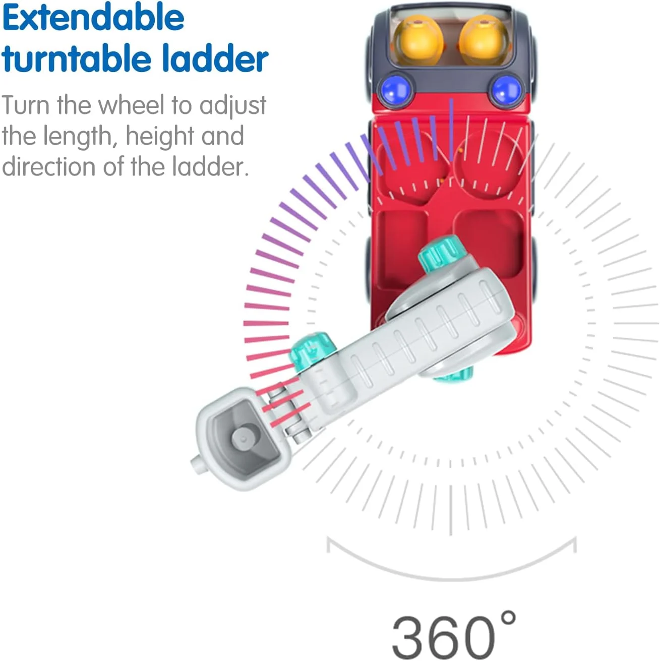 اسباب بازی ماشین آتش نشانی آموزشی هولا با چراغ و صدا، ماشین آتش نشانی تعاملی با نردبان متحرک، 10 عملکرد بازی، لوازم جانبی آتش نشان، حرکت خودکار، اسباب بازی آموزشی برای کودکان، بازی خیالی 3 سال به بالا