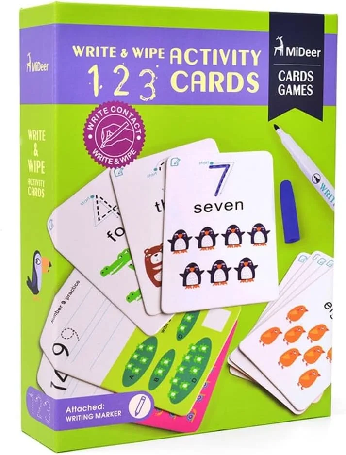 کارت های تمرین حروف الفبا و اعداد Mideer با قابلیت نوشتن و پاک کردن برای مهدکودک