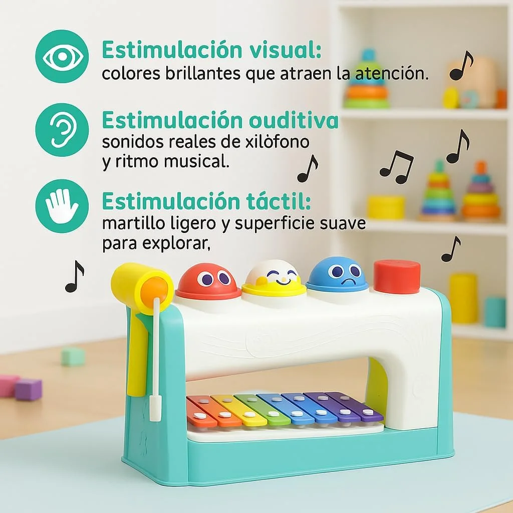 مرکز موسیقی چند منظوره هولا 4 در 1، اسباب بازی مونته سوری با بازی کوبیدن، تطبیق رنگ، زیلوفون، بازی توپ چرخشی، اکتشاف حسی، اسباب بازی های آموزشی، هماهنگی دست و چشم و مهارت های حرکتی 12 ماهه به بالا