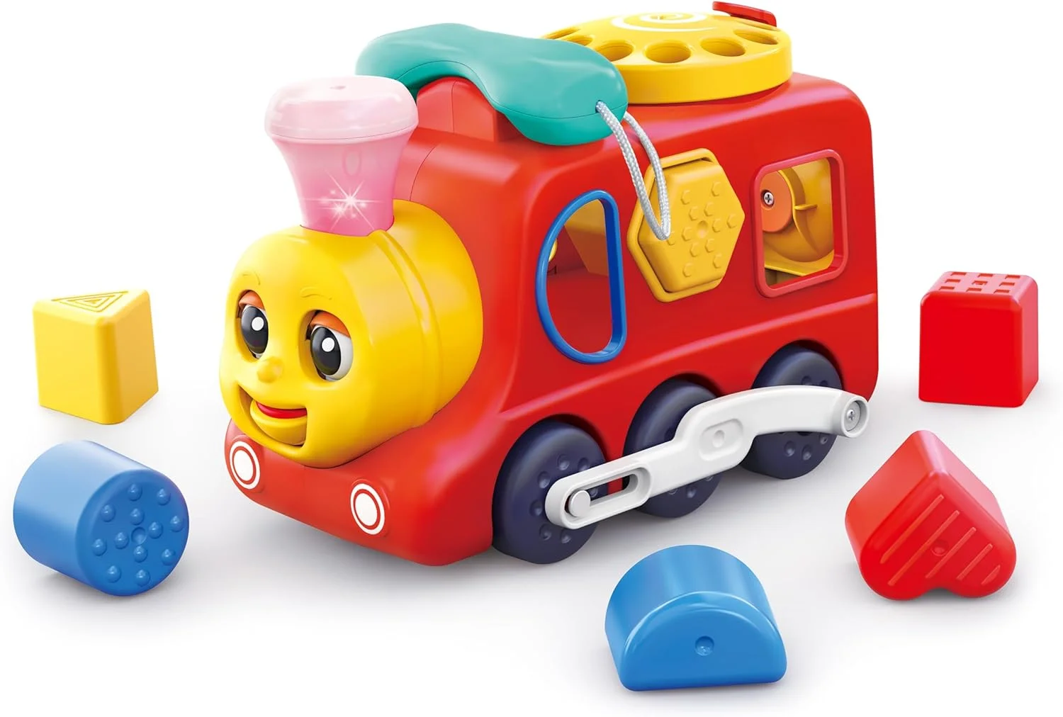 اسباب بازی قطار آموزشی هولا برای کودکان نوپا - حرکت با برخورد، دارای چراغ، صدا، موسیقی، حالت کوئیز و فعالیت های آموزشی - اسباب بازی های آموزشی برای پسران و دختران 18 ماهه و بالاتر