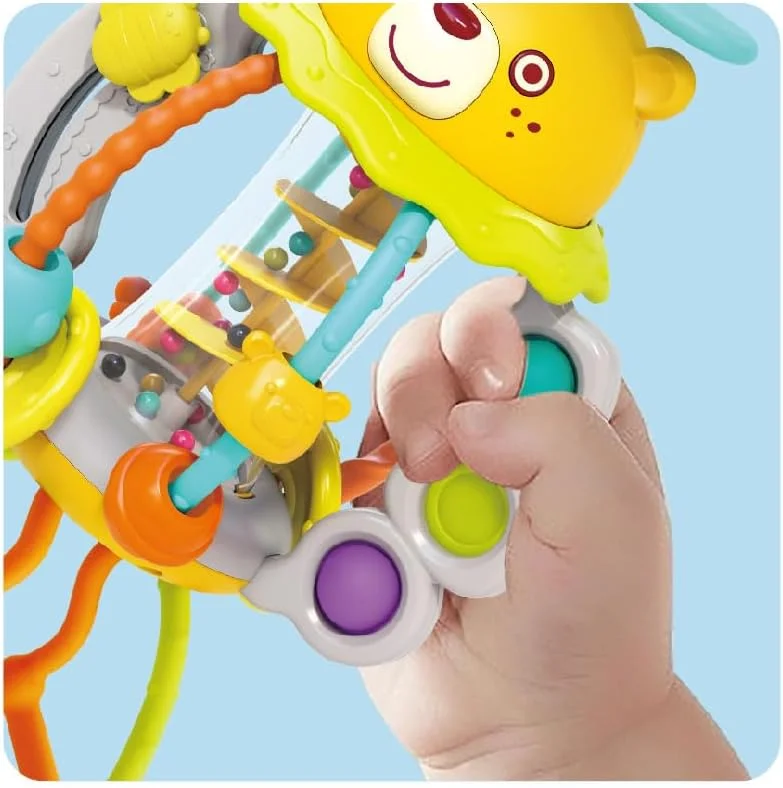 توپ بازی چندکاره تکان دادنی و کشیدنی Hola - اسباب بازی تعاملی برای کودکان 6 ماهه و بالاتر، تقویت کننده مهارت های حرکتی ظریف، هماهنگی چشم و دست، ادراک حسی با فعالیت های ترکاندن حباب، چرخاندن مهره، کشیدن و تکان دادن توپ بازی چندکاره تکان دادنی و کشیدنی Hola - اسباب بازی تعاملی برای کودکان 6 ماهه و بالاتر، تقویت کننده مهارت های حرکتی ظریف، هماهنگی چشم و دست، ادراک حسی با فعالیت های ترکاندن حباب، چرخاندن مهره، کشیدن و تکان دادن