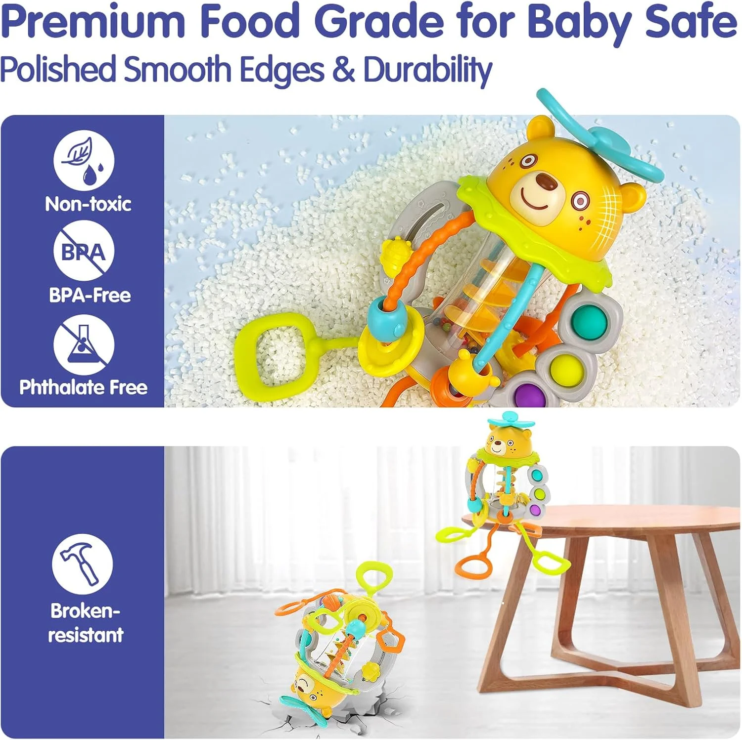 توپ بازی چندکاره «تکان بده و بکش» هولا - اسباب بازی تعاملی برای کودکان 6 ماهه و بالاتر، تقویت مهارت های حرکتی ظریف، هماهنگی چشم و دست، ادراک حسی با حباب ترکاندن، چرخاندن مهره، فعالیت های کشیدنی و تکان دادنی توپ بازی چندکاره «تکان بده و بکش» هولا - اسباب بازی تعاملی برای کودکان 6 ماهه و بالاتر، تقویت مهارت های حرکتی ظریف، هماهنگی چشم و دست، ادراک حسی با حباب ترکاندن، چرخاندن مهره، فعالیت های کشیدنی و تکان دادنی