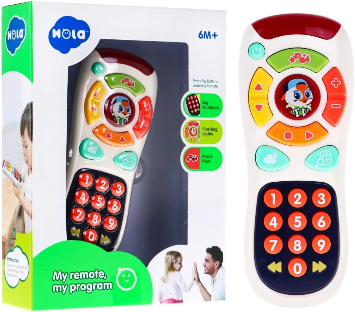 اسباب بازی کنترل از راه دور تعاملی کودک Hola My Remote با بیش از 20 دکمه، بیش از 50 صدا و ملودی، آموزش اعداد، حروف و رنگ ها، طراحی واقعی و مواد بادوام و ایمن برای کودکان نوپا 6 ماهه به بالا