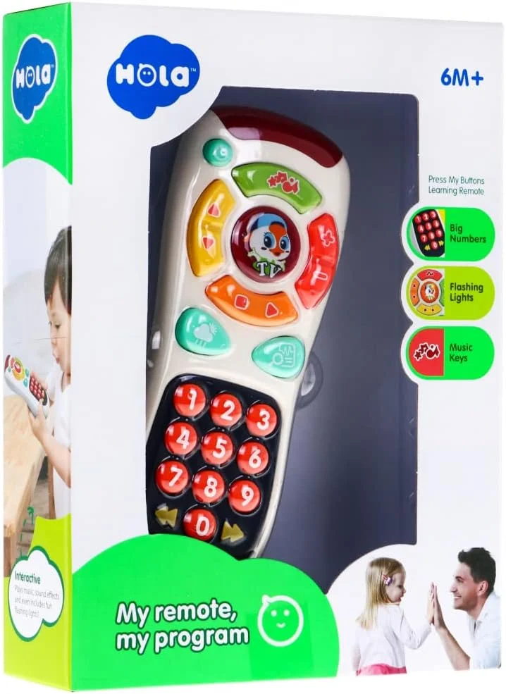 اسباب بازی کنترل از راه دور تعاملی کودک Hola My Remote با بیش از 20 دکمه، بیش از 50 صدا و ملودی، آموزش اعداد، حروف و رنگ ها، طراحی واقعی و مواد بادوام و ایمن برای کودکان نوپا 6 ماهه به بالا اسباب بازی کنترل از راه دور تعاملی کودک Hola My Remote با بیش از 20 دکمه، بیش از 50 صدا و ملودی، آموزش اعداد، حروف و رنگ ها، طراحی واقعی و مواد بادوام و ایمن برای کودکان نوپا 6 ماهه به بالا