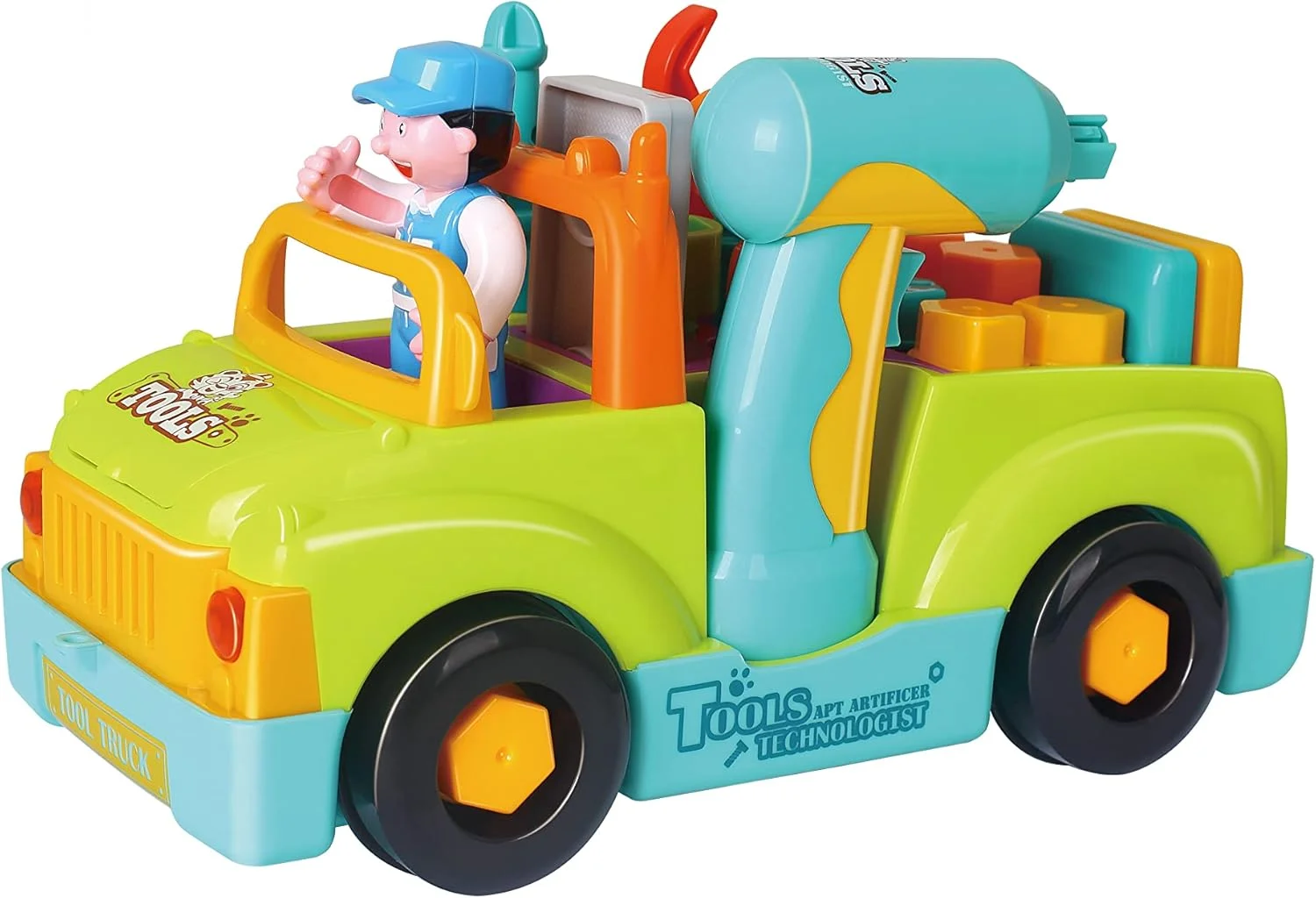 کامیون ابزار مکانیک کوچک Hola با موسیقی، دریل، قطعات کوچک و حرکت جهانی الکتریکی