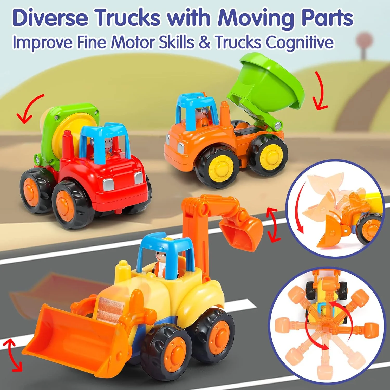 اسباب بازی کامیون هولا، هدیه تولد برای پسر بچه 1 تا 2 ساله - 4 عدد کامیون اسباب بازی، ماشین های قدرتی اصطکاکی 4WD، اسباب بازی های آموزشی زودهنگام برای کودکان 1-2 ساله، مناسب برای هدیه کریسمس و عید پاک اسباب بازی کامیون هولا، هدیه تولد برای پسر بچه 1 تا 2 ساله - 4 عدد کامیون اسباب بازی، ماشین های قدرتی اصطکاکی 4WD، اسباب بازی های آموزشی زودهنگام برای کودکان 1-2 ساله، مناسب برای هدیه کریسمس و عید پاک