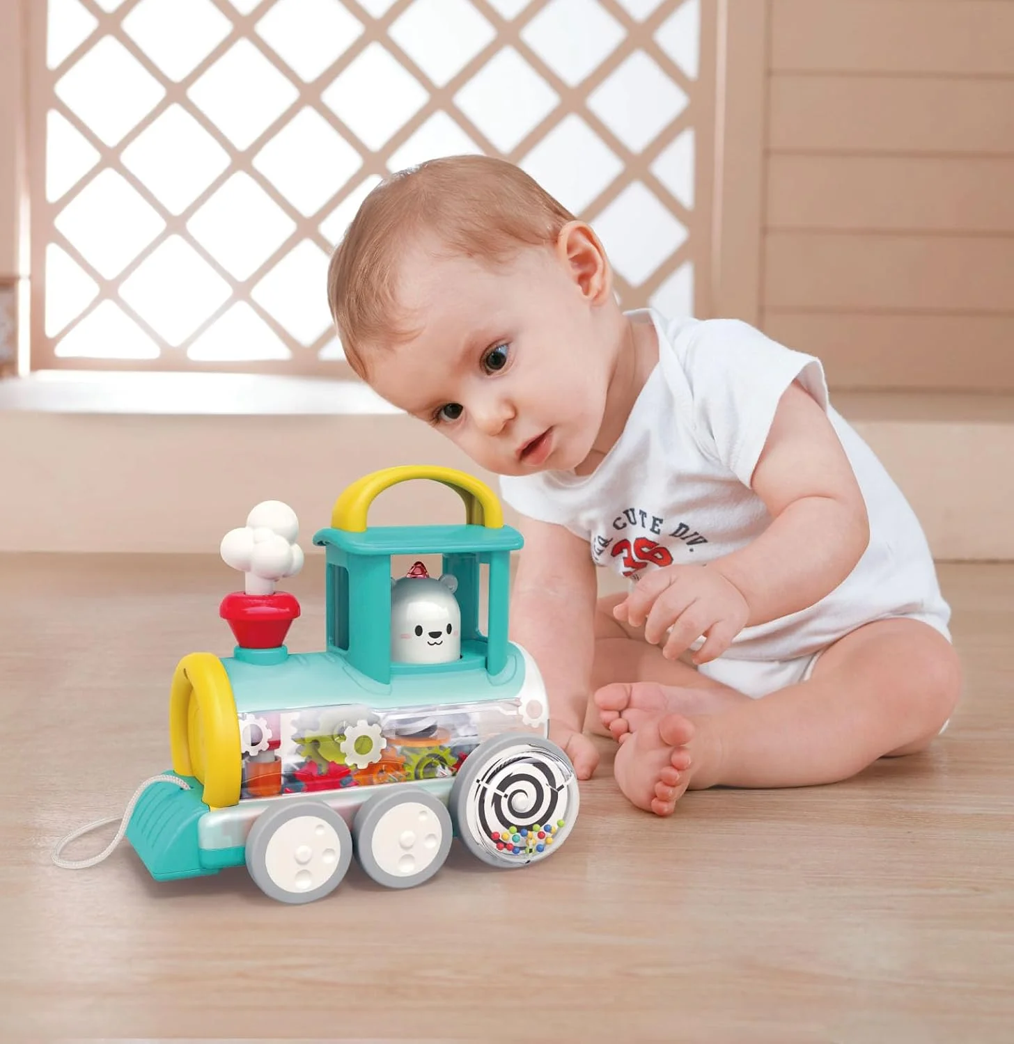 موتور قطار اسباب بازی هلای کشیدنی مناسب کودکان 6 ماهه به بالا، اسباب بازی تعاملی با خرس چرخان، چرخ دنده های متحرک و دود متحرک، تشویق کننده خزیدن، هماهنگی چشم و دست، مهارت های حسی و حرکتی، اسباب بازی های آموزشی - زرد موتور قطار اسباب بازی هلای کشیدنی مناسب کودکان 6 ماهه به بالا، اسباب بازی تعاملی با خرس چرخان، چرخ دنده های متحرک و دود متحرک، تشویق کننده خزیدن، هماهنگی چشم و دست، مهارت های حسی و حرکتی، اسباب بازی های آموزشی - زرد