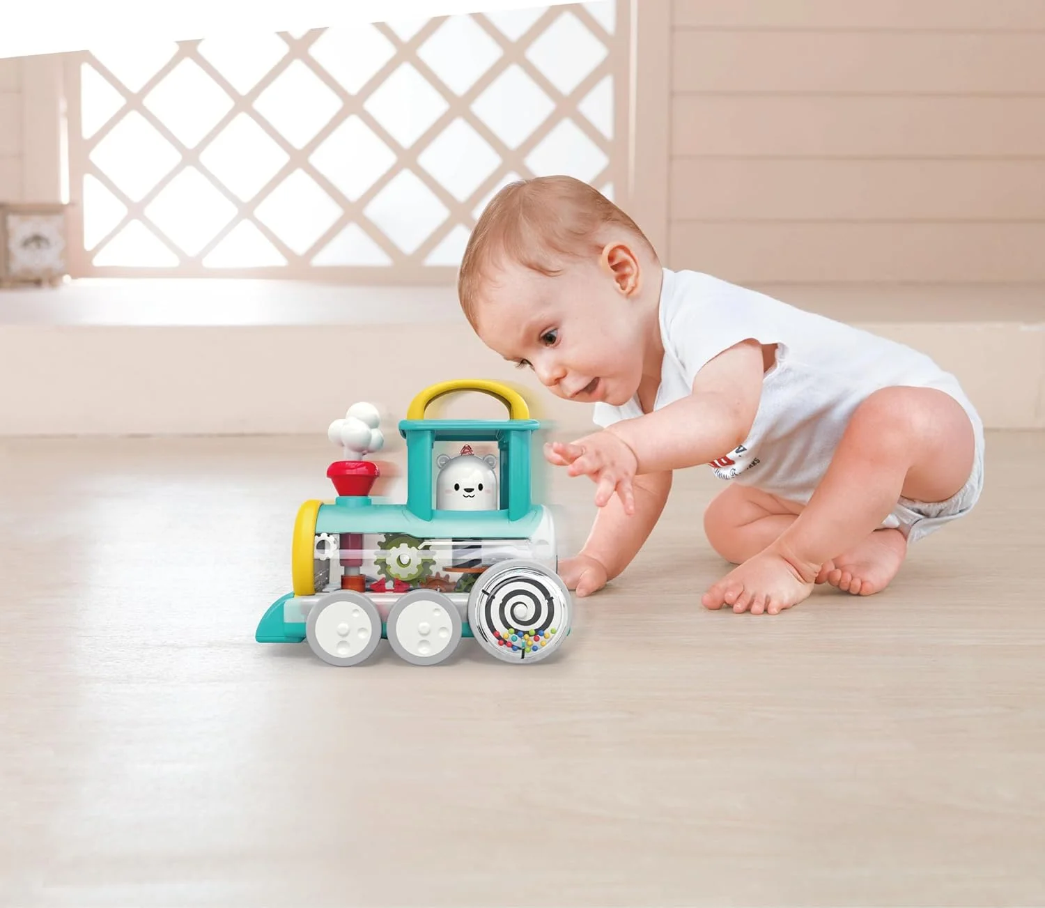 موتور قطار اسباب بازی هلای کشیدنی مناسب کودکان 6 ماهه به بالا، اسباب بازی تعاملی با خرس چرخان، چرخ دنده های متحرک و دود متحرک، تشویق کننده خزیدن، هماهنگی چشم و دست، مهارت های حسی و حرکتی، اسباب بازی های آموزشی - زرد موتور قطار اسباب بازی هلای کشیدنی مناسب کودکان 6 ماهه به بالا، اسباب بازی تعاملی با خرس چرخان، چرخ دنده های متحرک و دود متحرک، تشویق کننده خزیدن، هماهنگی چشم و دست، مهارت های حسی و حرکتی، اسباب بازی های آموزشی - زرد
