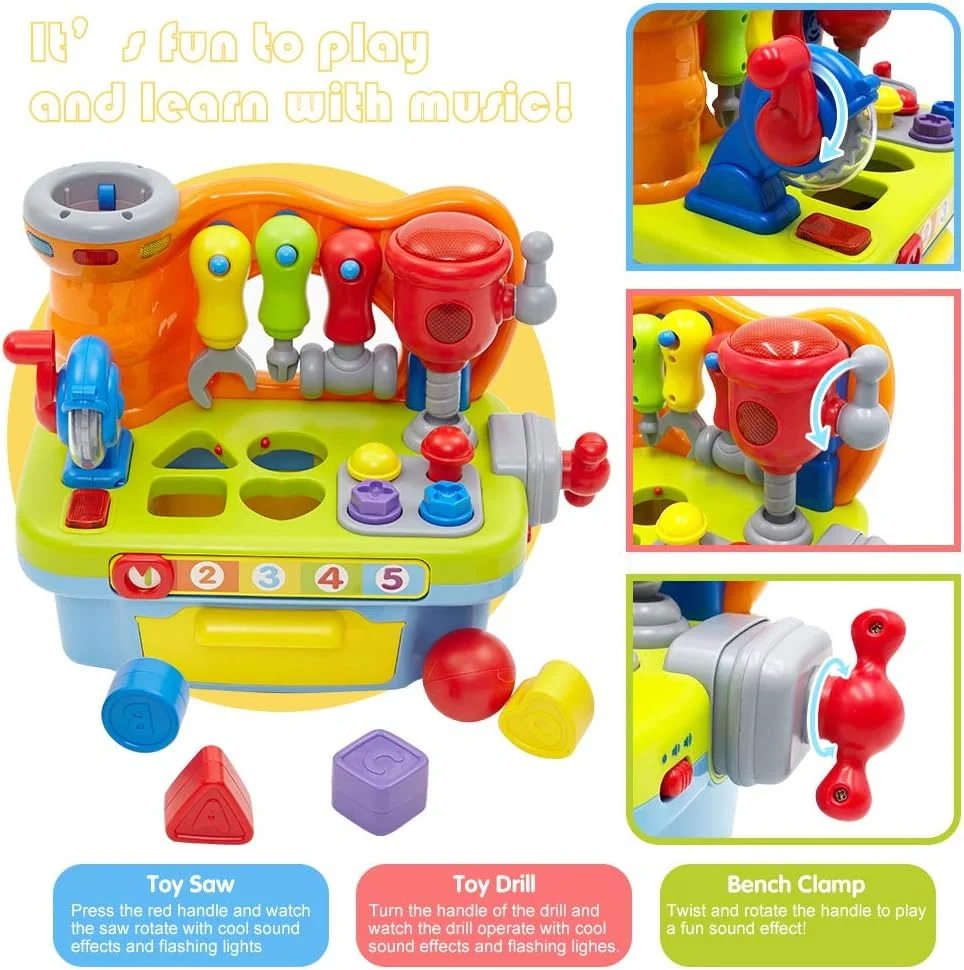 میز کار چند منظوره موزیکال آموزشی Hola با ابزار مرتب سازی اشکال، اسباب بازی آموزشی زودهنگام، هدیه دوست داشتنی برای کودکان 1، 2، 3 و 4 ساله