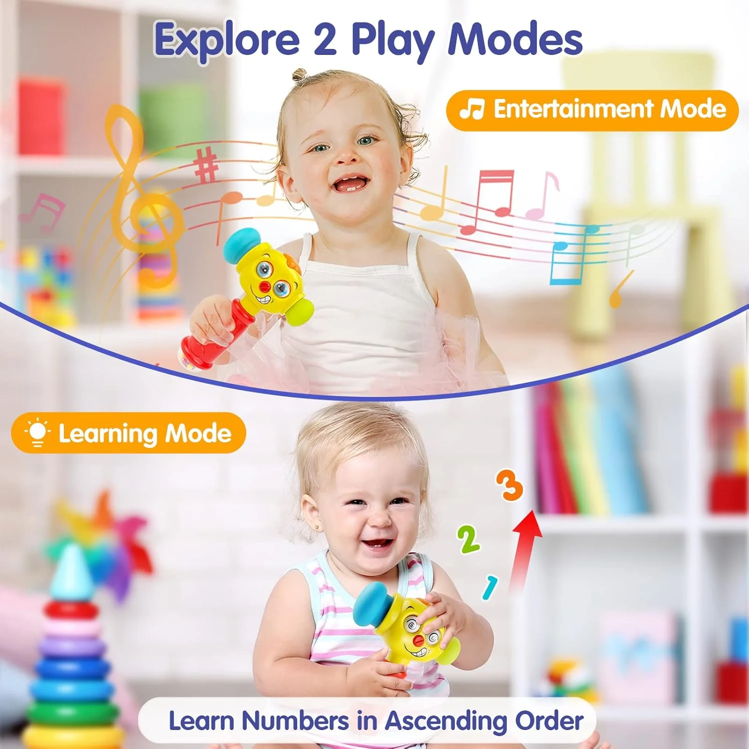 اسباب بازی چکش هولا، هدیه تولد برای پسر بچه 1 ساله - اسباب بازی موزیکال کودک 12-18 ماهه با نور چشمک زن، اسباب بازی آموزشی برای کودکان نوپا 1-3 ساله، مناسب هدیه عید پاک برای نوزادان و کودکان نوپا اسباب بازی چکش هولا، هدیه تولد برای پسر بچه 1 ساله - اسباب بازی موزیکال کودک 12-18 ماهه با نور چشمک زن، اسباب بازی آموزشی برای کودکان نوپا 1-3 ساله، مناسب هدیه عید پاک برای نوزادان و کودکان نوپا