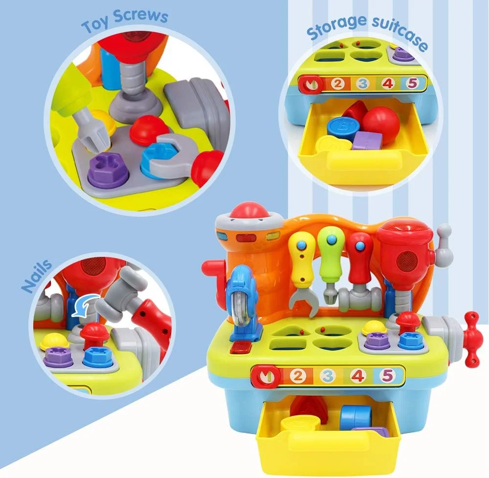 میز کار چند منظوره موزیکال آموزشی Hola با ابزار مرتب سازی اشکال، اسباب بازی آموزشی زودهنگام، هدیه دوست داشتنی برای کودکان 1، 2، 3 و 4 ساله