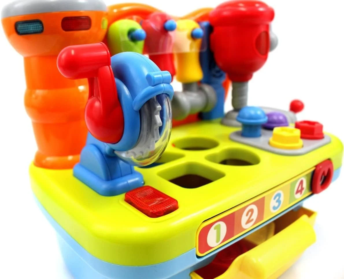 اسباب بازی میز ابزار کودک Hola، میز کار موزیکال کودک 12 تا 18 ماهه با مرتبکننده اشکال، صداها و چراغها، اسباببازیهای آموزشی هدیه برای نوزادان دختر و پسر 2 و 3 ساله اسباب بازی میز ابزار کودک Hola، میز کار موزیکال کودک 12 تا 18 ماهه با مرتبکننده اشکال، صداها و چراغها، اسباببازیهای آموزشی هدیه برای نوزادان دختر و پسر 2 و 3 ساله