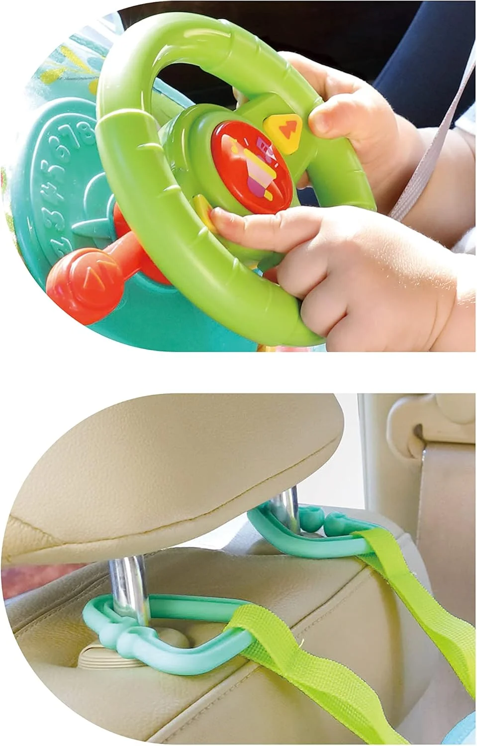 فرمان ماشین هولا با چراغ، پخش موسیقی، راهنما و بوق، اسباب بازی وانمودی رانندگی برای بازی در ماشین یا وسایل نقلیه برای کودکان 12 ماهه و بالاتر