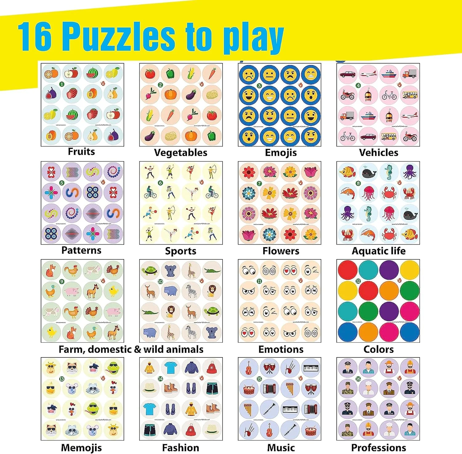 بازی فکری تطبیق حافظه ButterflyEduFields مناسب کودکان 3، 4 و 5 ساله (پسر و دختر) | صفحه چند رنگ 2 در 1 - بازی های فکری و تیک تاک تو | کیت آموزشی پیش دبستانی