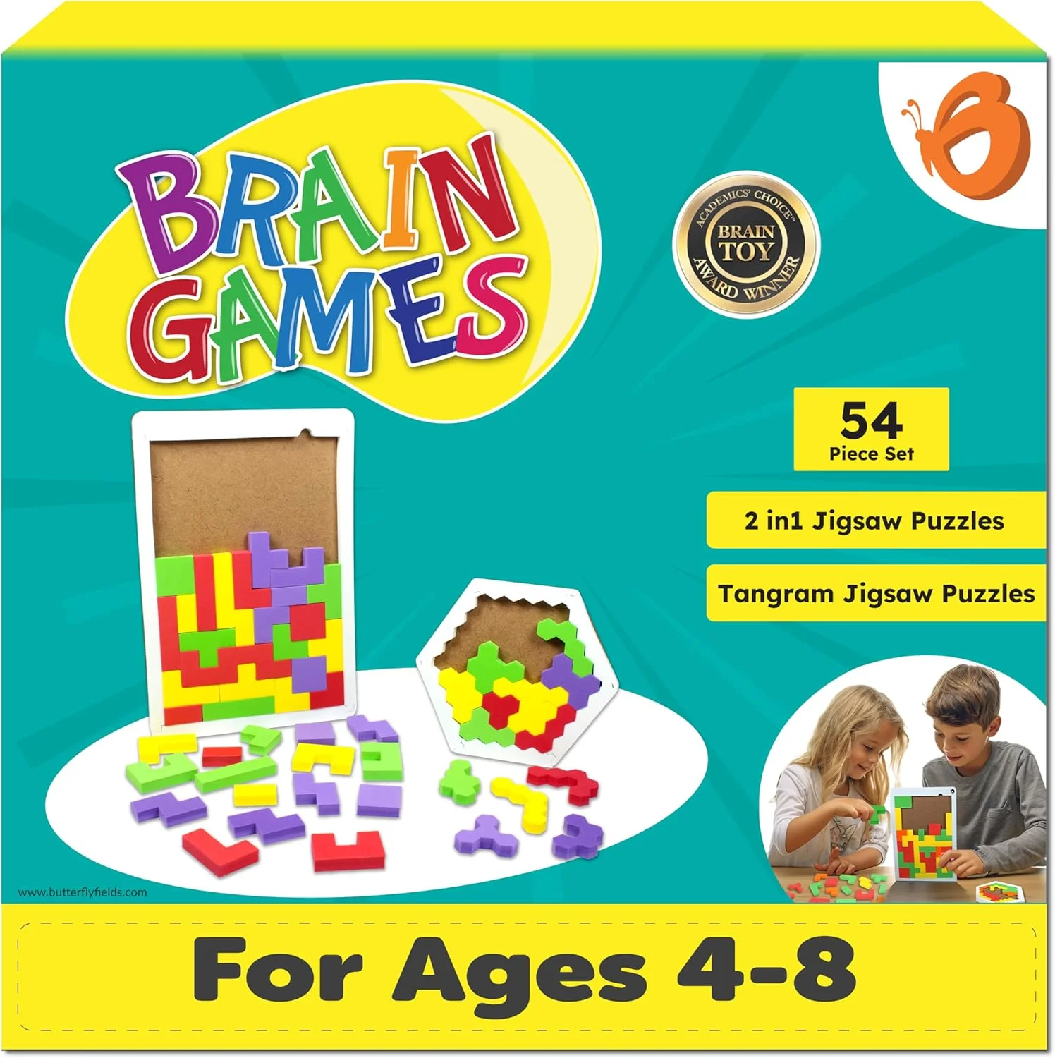 پازل های ایده پردازی تانگرام Butterfly Edufields مناسب کودکان 4 5 6 ساله (دختر و پسر) | بازی های فکری بلوک های طرح دار فومی، هدیه تولد ساخت هند