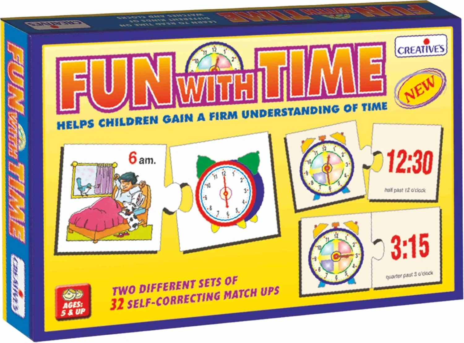 بازی آموزشی خلاقانه «سرگرمی با زمان» | آموزش خواندن و گفتن زمان | بازی پازل ساعت با 64 کارت | تطبیق آنالوگ و دیجیتال | مناسب برای مونته سوری و آموزش در منزل | اسباب بازی آموزشی برای کودکان 5 سال به بالا