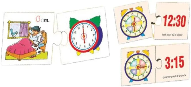 بازی آموزشی خلاقانه «سرگرمی با زمان» | آموزش خواندن و گفتن زمان | بازی پازل ساعت با 64 کارت | تطبیق آنالوگ و دیجیتال | مناسب برای مونته سوری و آموزش در منزل | اسباب بازی آموزشی برای کودکان 5 سال به بالا