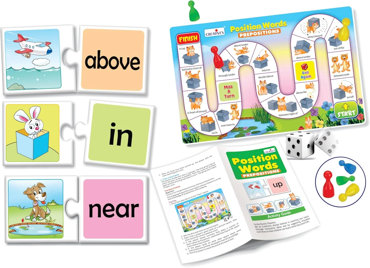 پازل های تطبیقی خود اصلاح شونده لغات مکانی | بازی تخته ای برای کودکان | بازی سرگرم کننده آموزشی | تقویت حروف اضافه پایه | بازی تخته ای سرگرم کننده آموزشی | 4 سال به بالا