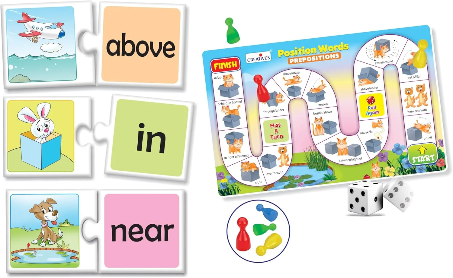 پازل های تطبیقی خود اصلاح شونده لغات مکانی | بازی تخته ای برای کودکان | بازی سرگرم کننده آموزشی | تقویت حروف اضافه پایه | بازی تخته ای سرگرم کننده آموزشی | 4 سال به بالا