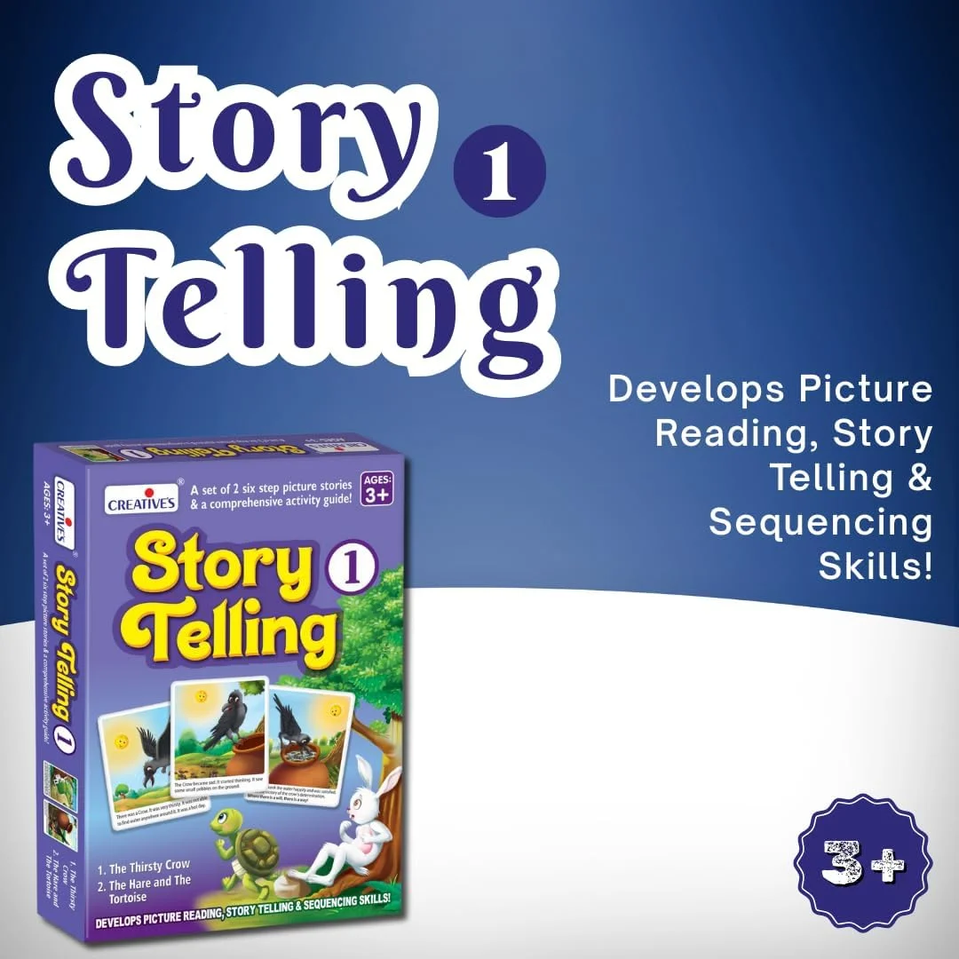 کارت های داستان گویی خلاقانه سری 1 | کارت های ترتیب داستان | آموزشی | سری تصاویر داستان گویی | بازی داستان گویی پیش دبستانی | کلاغ تشنه و خرگوش و لاک پشت | 3 سال به بالا