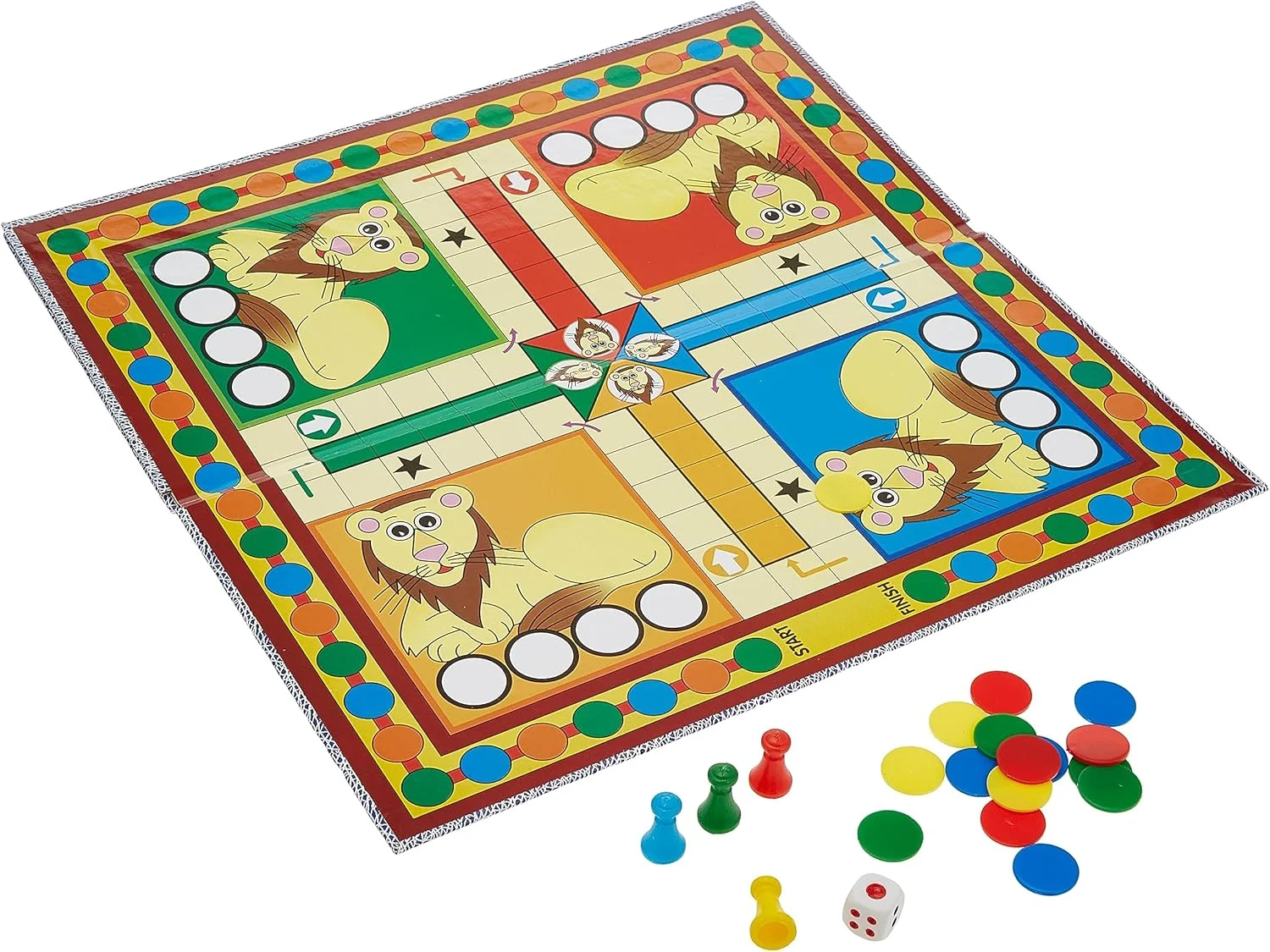 بازی فکری مار و پله و لودو | بازی تخته ای سرگرم کننده برای کودکان | بازی لودو خانوادگی و دوستانه | بازی تخته ای مسافرتی | مناسب برای سنین 3 سال به بالا | 1 تاس | 16 مهره بازی | بازی تخته ای لودو داخل سالن