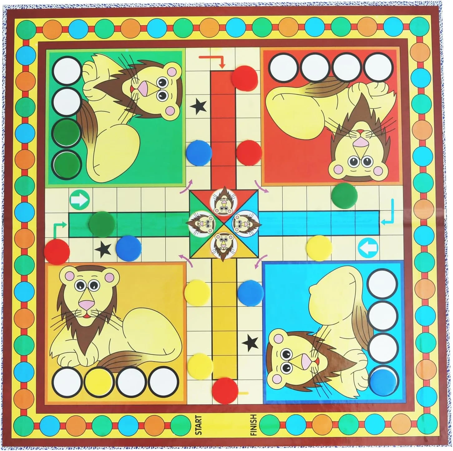 بازی فکری مار و پله و لودو | بازی تخته ای سرگرم کننده برای کودکان | بازی لودو خانوادگی و دوستانه | بازی تخته ای مسافرتی | مناسب برای سنین 3 سال به بالا | 1 تاس | 16 مهره بازی | بازی تخته ای لودو داخل سالن