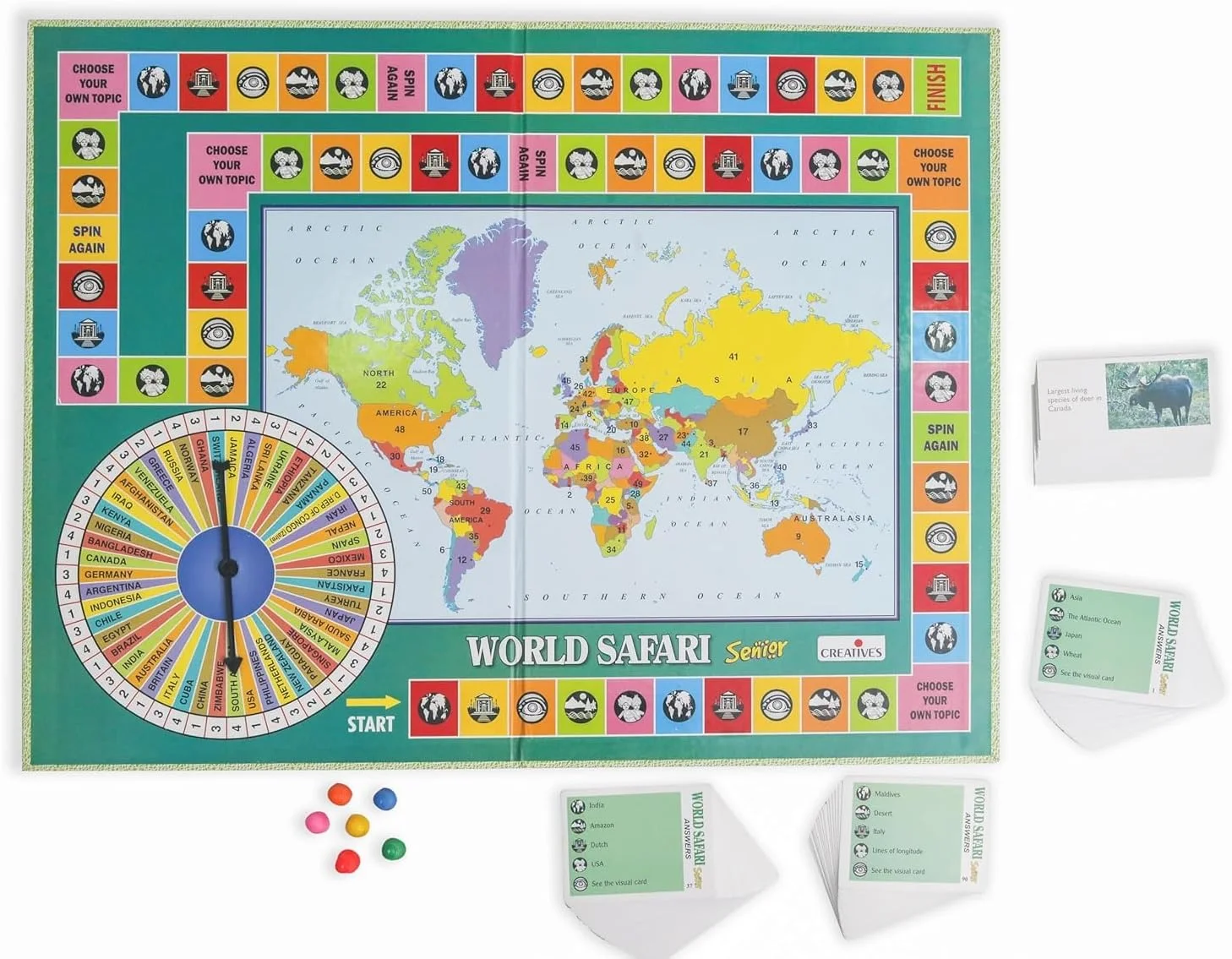 بازی آموزشی جغرافیای جهان برای کودکان و خانواده‌ها - نقشه جهان با چرخانک | یادگیری کشورها، قاره‌ها، مردم و مکان‌ها | بازی‌های خانوادگی برای سنین 10 سال به بالا