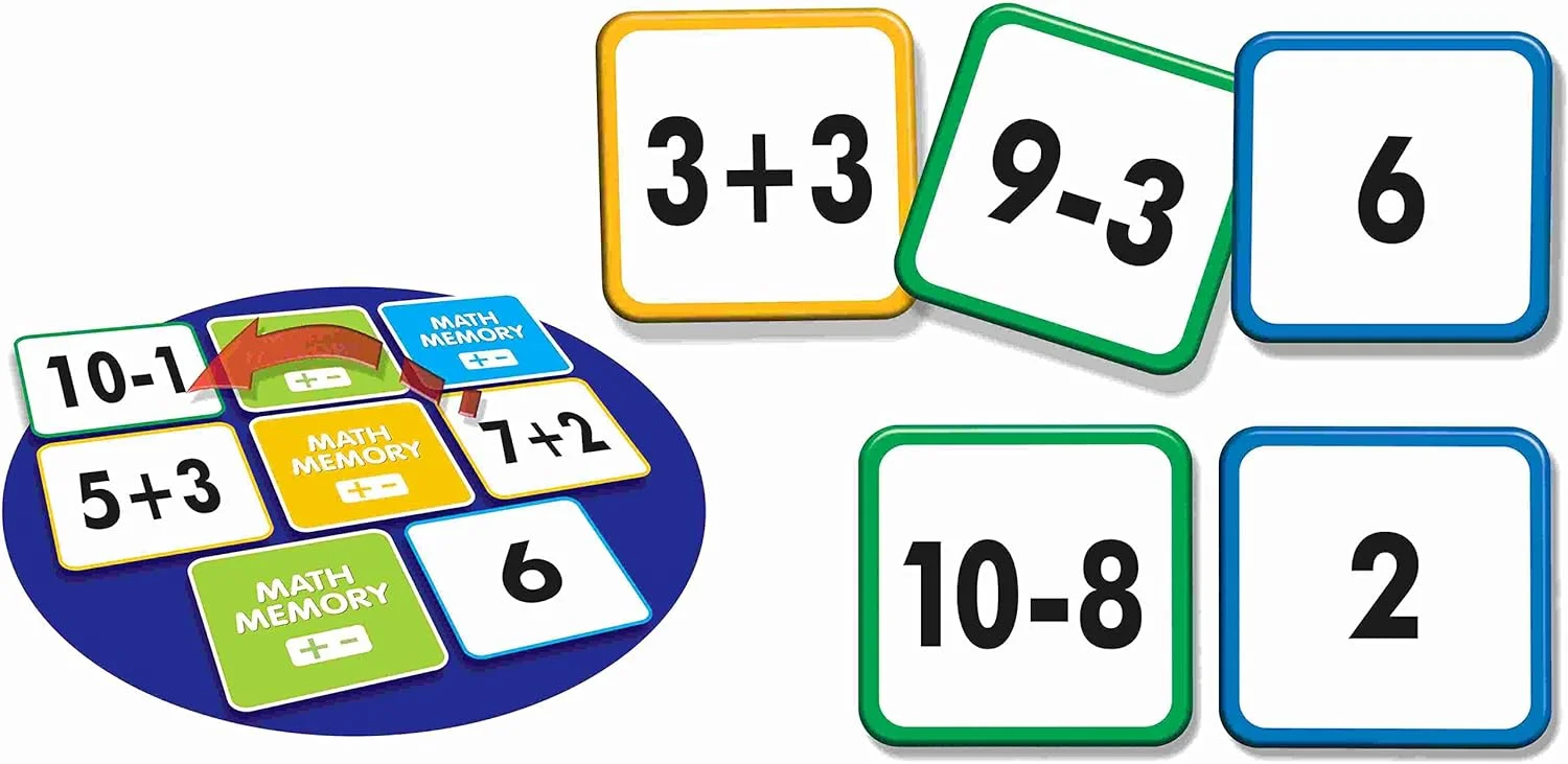 حافظه ریاضی خلاقانه - جمع و تفریق | کارت های آموزشی | بازی آموزشی ریاضی | بازی کارتی جمع و تفریق | بازی های آموزشی STEM | بازی آموزشی | برای سنین 4 سال به بالا
