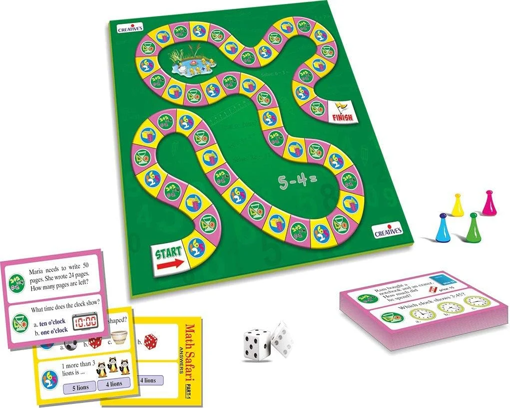بازی رومیزی سافاری ریاضی Creative’s برای کودکان | اسباب بازی آموزشی و سرگرم کننده برای یادگیری ریاضی | تمرین اعداد، اشکال، جمع، تفریق، زمان و اندازه گیری | بازی رومیزی آموزشی STEM | 7 سال به بالا | اسباب بازی هدیه