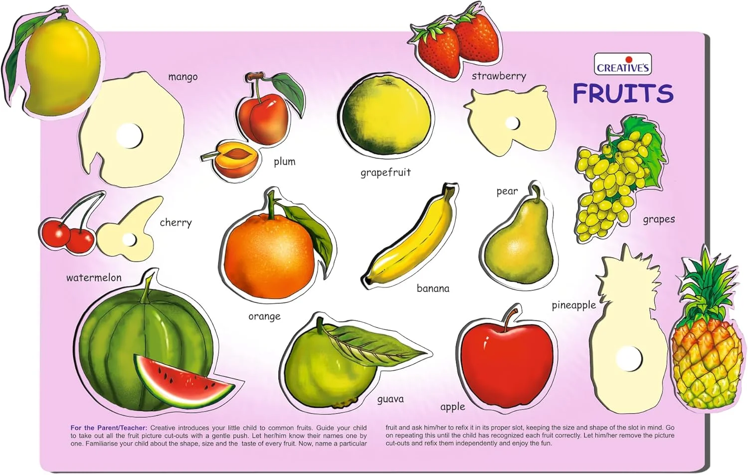 پازل چوبی میوه ها برای بازی و یادگیری | بازی های پازل تطبیق شکل میوه ها | اسباب بازی های کودکانه | پازل اسباب بازی های آموزشی برای یادگیری زودهنگام کودکان 2 سال به بالا