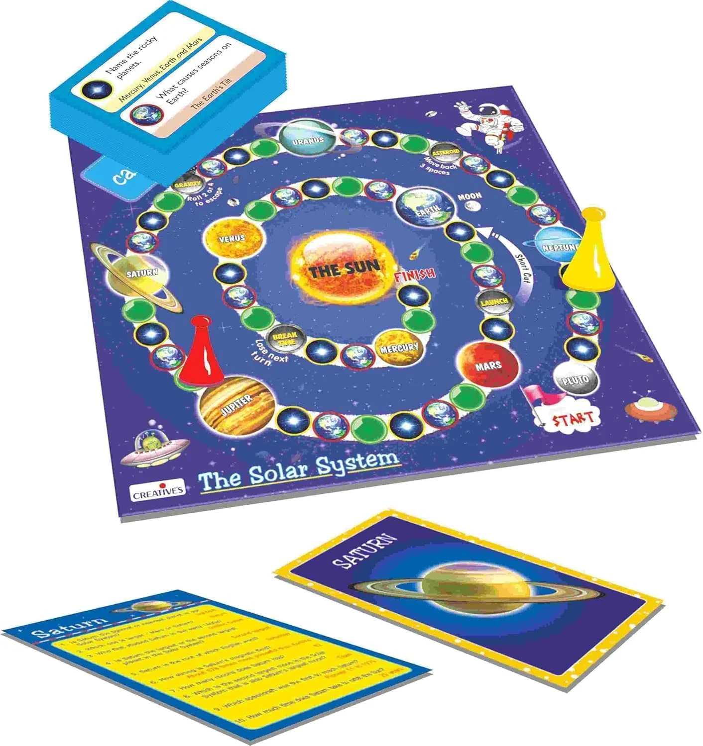 بازی رومیزی منظومه شمسی Creative’s – بازی علمی فضایی سرگرم‌کننده و آموزشی برای کودکان 8 سال به بالا | اسباب‌بازی آموزشی STEM برای کاوش در سیارات، خورشید و نجوم | بازی آموزشی برای کودکان