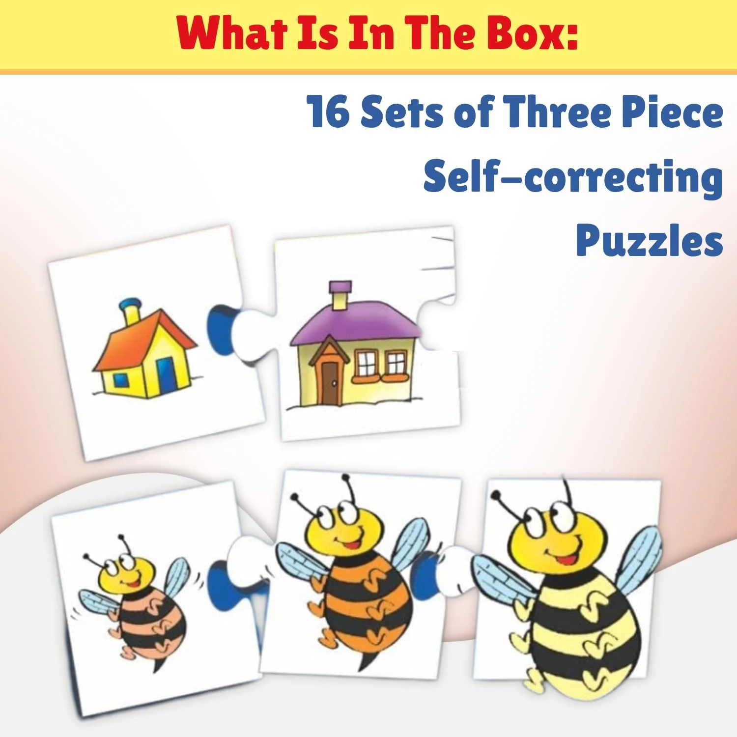 پازل های خود اصلاح شونده سه تکه ای هوشمند کوچک به بزرگ | بازی مقایسه اندازه و ترتیب برای کودکان نوپا | اسباب بازی آموزشی یادگیری اولیه | گفتار درمانگر | 3 سال به بالا