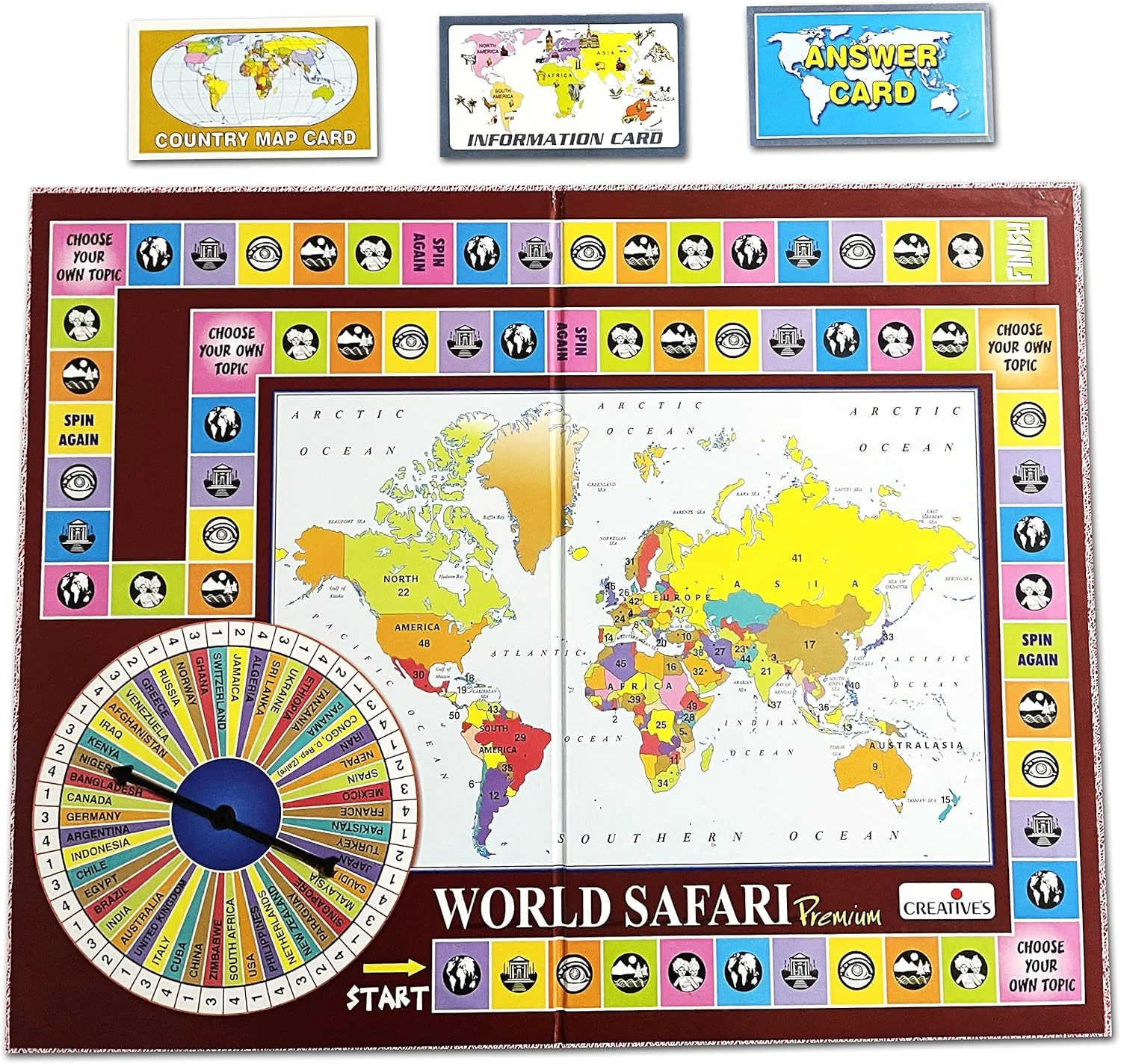 بازی رومیزی سافاری جهانی خلاقانه |1028| یک بازی هیجان انگیز برای شناخت و درک جهان! برای کودکان 9 سال به بالا