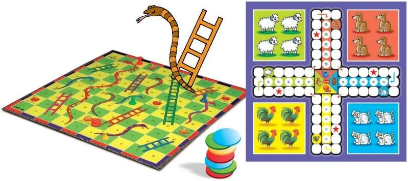 بازی تخته ای لودو و مارپله Millennium Creative | تخته بازی | بازی لودو | بازی تخته ای مسافرتی مار و پله برای رشد کودک -3 سال به بالا | 2 تاس | 16 مهره بازی
