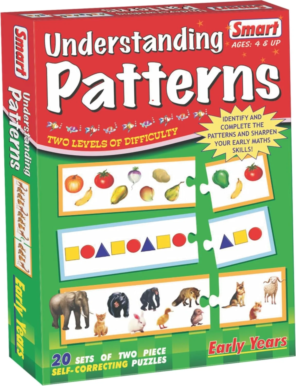 بازی پازل آموزشی زودهنگام الگوهای هوشمندانه | ۲۰ قطعه خود اصلاح شونده | یادگیری شکل، رنگ و توالی اشیاء | بازی تفکر منطقی مونته سوری و STEM برای سنین ۴ سال به بالا