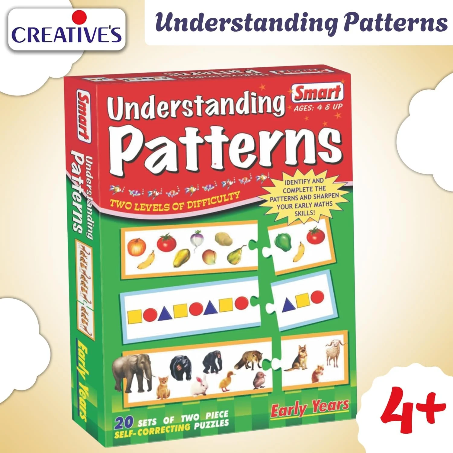 بازی پازل آموزشی زودهنگام الگوهای هوشمندانه | ۲۰ قطعه خود اصلاح شونده | یادگیری شکل، رنگ و توالی اشیاء | بازی تفکر منطقی مونته سوری و STEM برای سنین ۴ سال به بالا