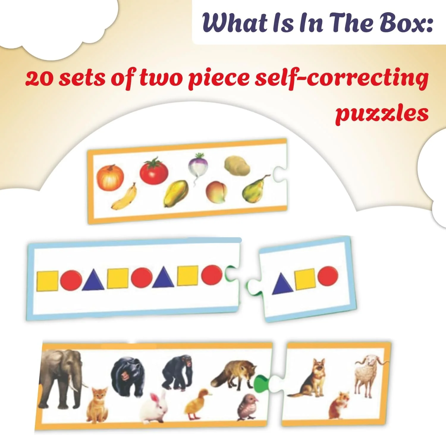 بازی پازل آموزشی زودهنگام الگوهای هوشمندانه | ۲۰ قطعه خود اصلاح شونده | یادگیری شکل، رنگ و توالی اشیاء | بازی تفکر منطقی مونته سوری و STEM برای سنین ۴ سال به بالا