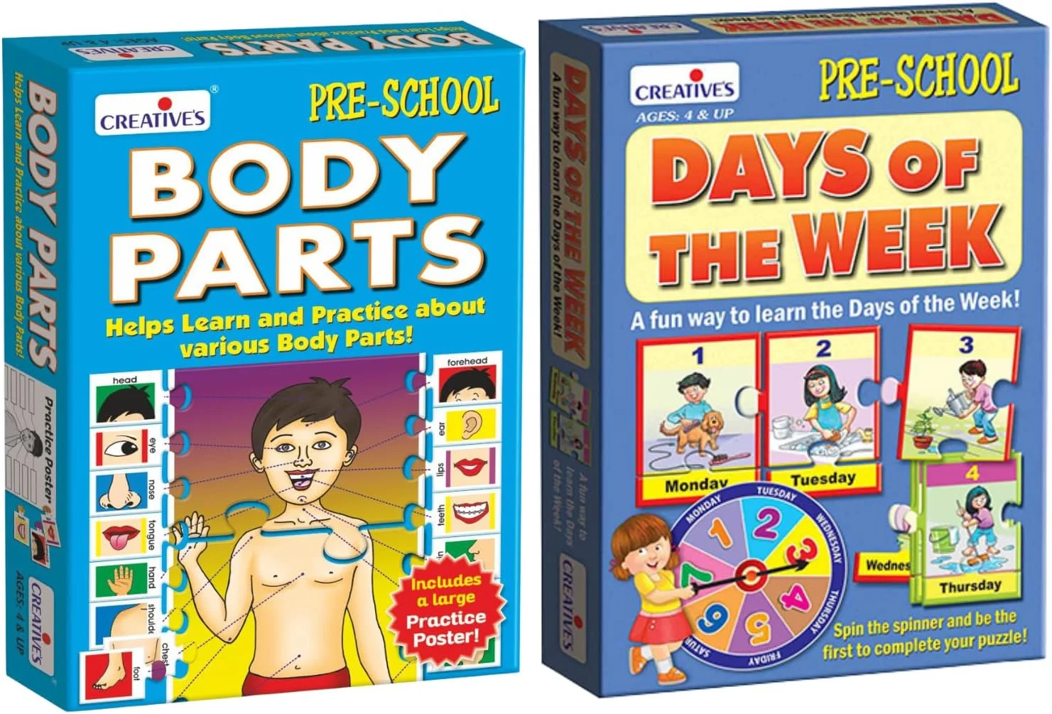 بازی آموزشی اعضای بدن و روزهای هفته | بازی های یادگیری پیش دبستانی برای کودکان 3+ سال | اسباب بازی های آموزشی برای واژگان، تشخیص و یادگیری اولیه | فعالیت های سرگرم کننده مونته سوری برای خانه و کلاس