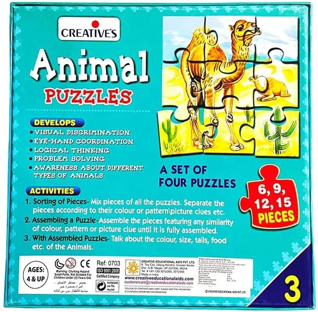 پازل آموزشی اعداد و حیوانات شماره 3 (15 تکه)
