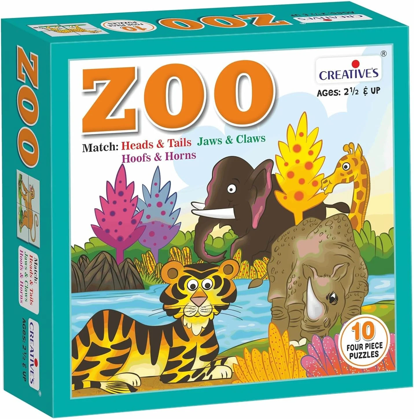 پازل باغ وحش خلاقانه | پازل حیوانات | پازل های تطبیق سر و دم، آرواره و چنگال و سم و شاخ | پازل های آموزشی و یادگیری برای کودکان | مناسب برای سنین 2 سال به بالا