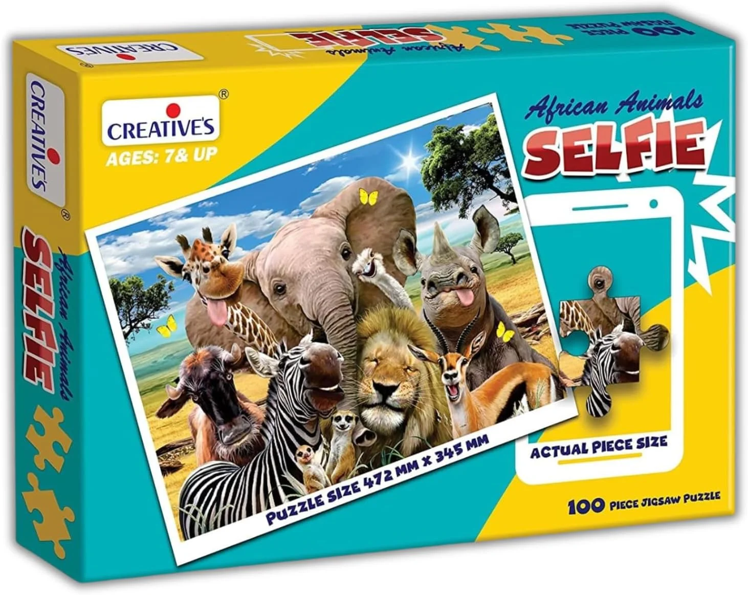 پازل های سلفی حیوانات آفریقایی Creative’s – پازل اره منبت کاری اره مویی 100 تکه برای کودکان، چهره های واقعی حیوانات در یک تم سلفی سرگرم کننده، بهبود مهارت های بصری و تفکر، هماهنگی چشم و دست برای کودکان 7 سال به بالا