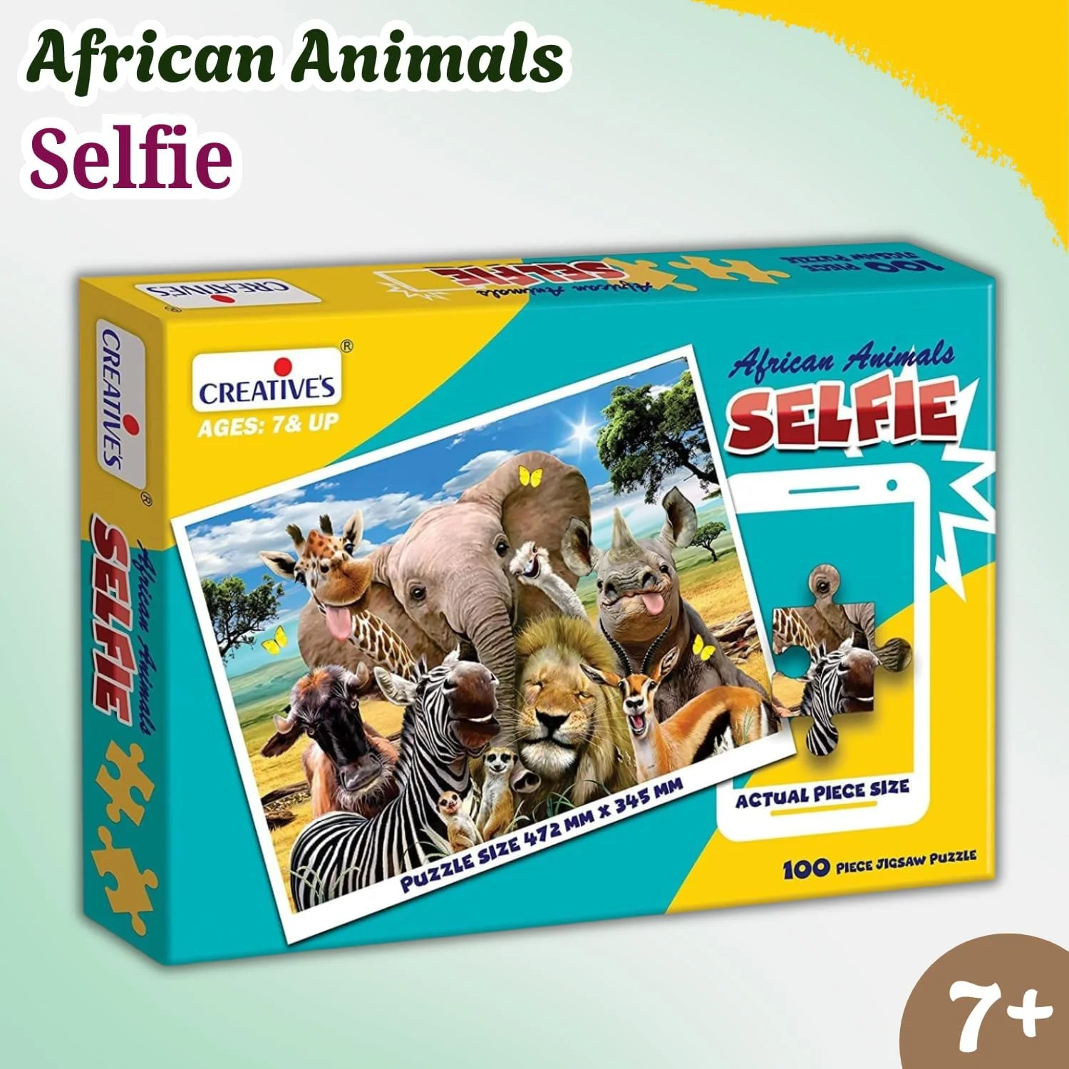 پازل های سلفی حیوانات آفریقایی Creative’s – پازل اره منبت کاری اره مویی 100 تکه برای کودکان، چهره های واقعی حیوانات در یک تم سلفی سرگرم کننده، بهبود مهارت های بصری و تفکر، هماهنگی چشم و دست برای کودکان 7 سال به بالا