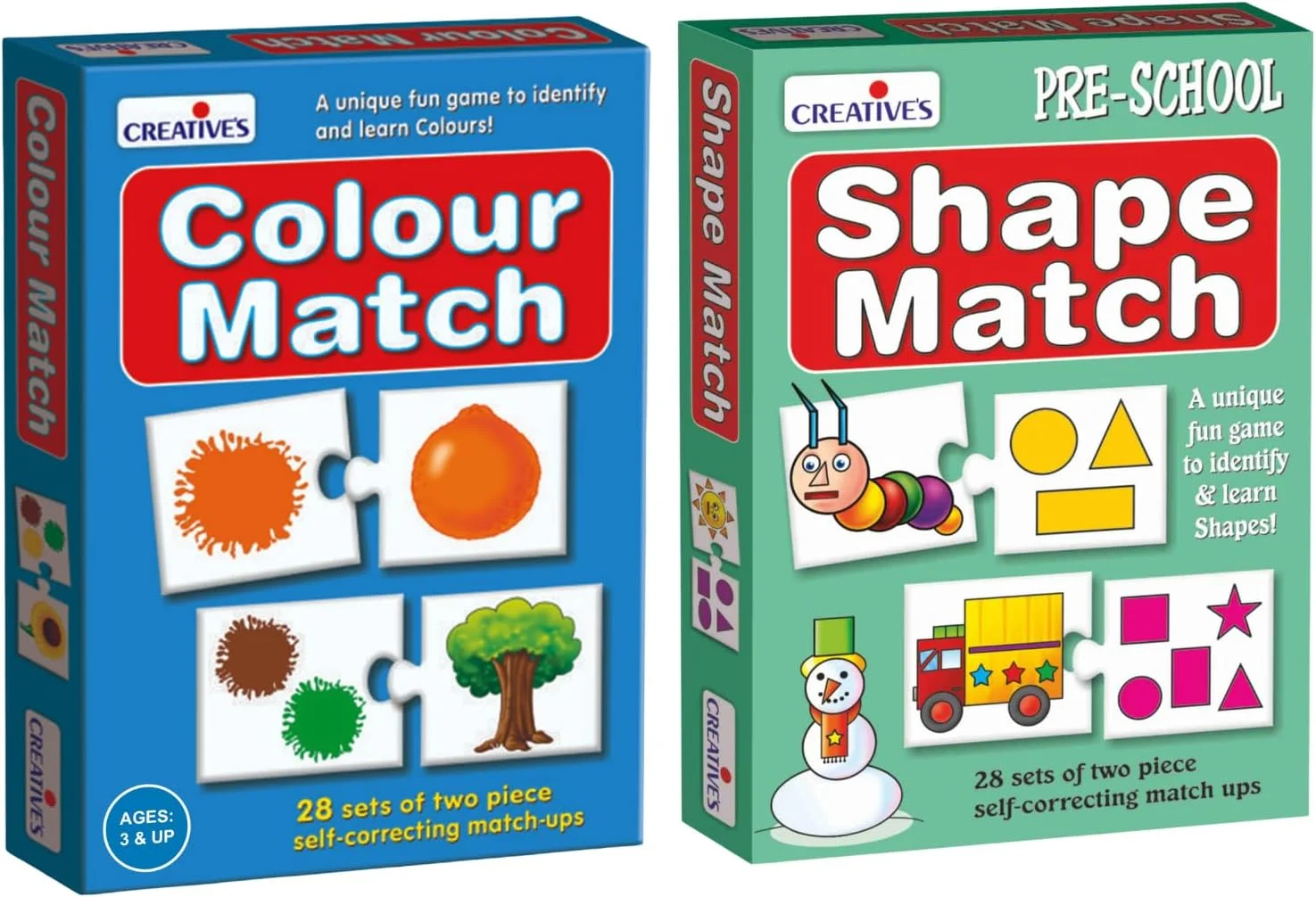 مجموعه دو عددی تطبیق رنگ و شکل | پازل های سرگرم کننده پیش دبستانی | بازی های آموزشی برای یادگیری اشکال، رنگ ها، مرتب سازی و تطبیق | اسباب بازی های یادگیری اولیه برای کودکان 3 سال به بالا