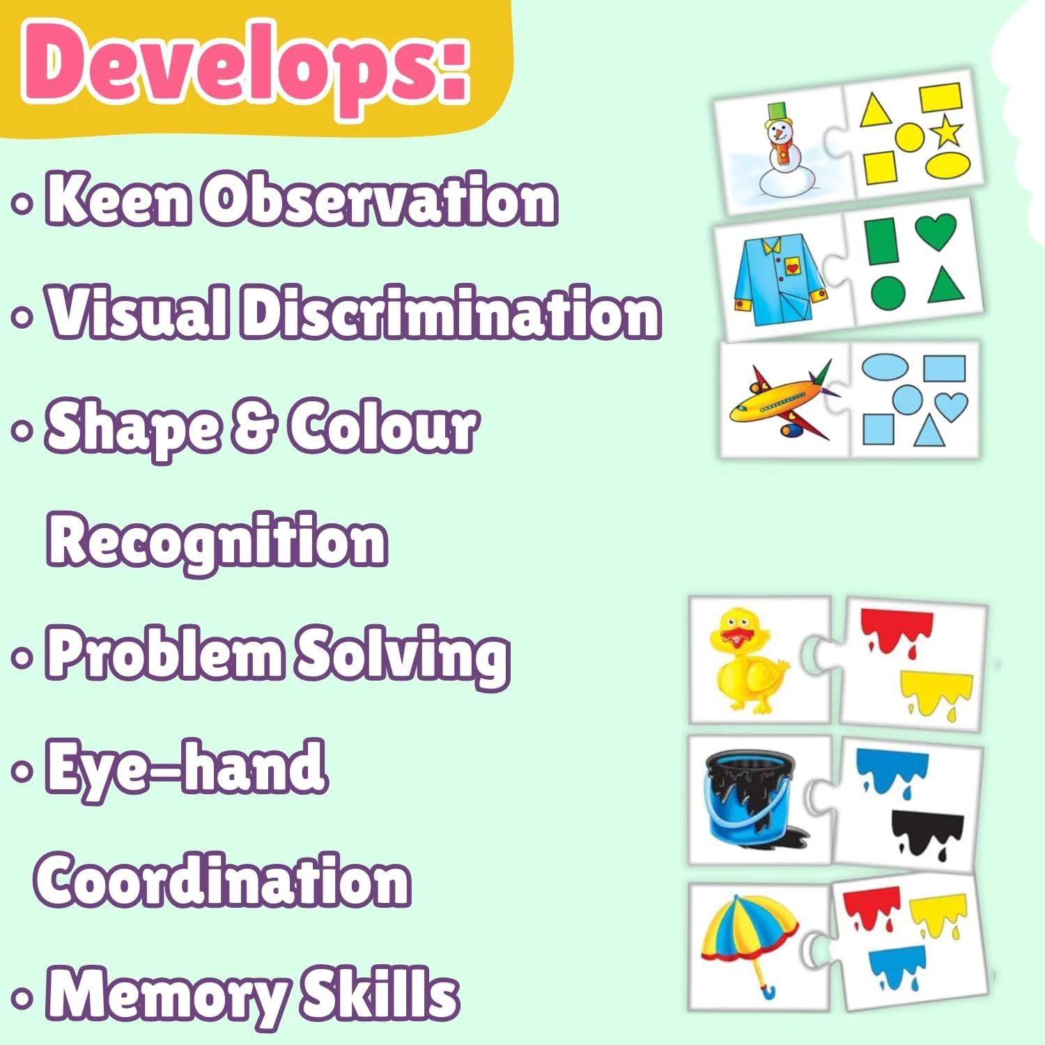 مجموعه دو عددی تطبیق رنگ و شکل | پازل های سرگرم کننده پیش دبستانی | بازی های آموزشی برای یادگیری اشکال، رنگ ها، مرتب سازی و تطبیق | اسباب بازی های یادگیری اولیه برای کودکان 3 سال به بالا