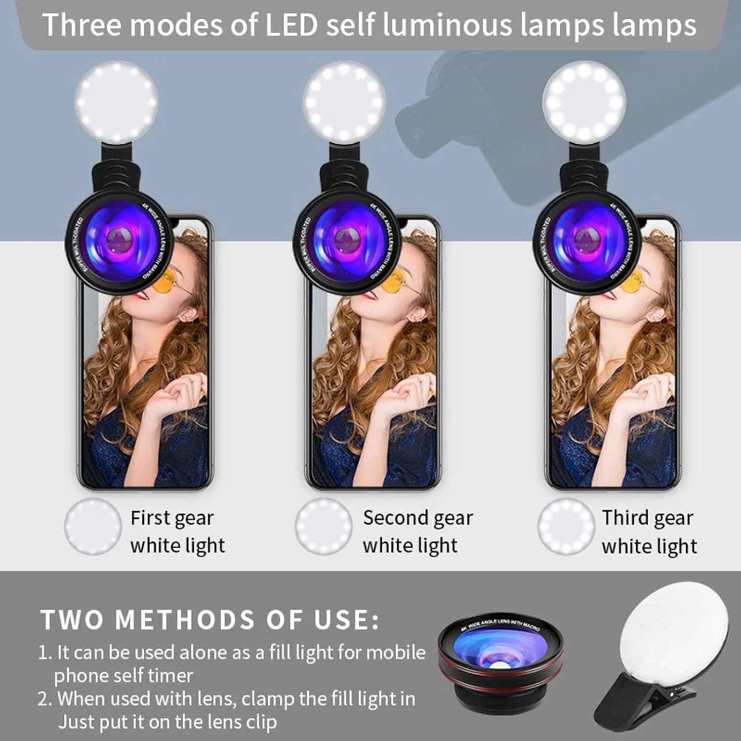 لنز زاویه باز 0.45X HD 4K + لنز ماکرو 15X برای آیفون و سامسونگ - به همراه مینی رینگ لایت سلفی، گیره سریع، بند رهاسازی، پارچه تمیز کننده و کیف مسافرتی، کیت لنز دوربین جهانی تلفن همراه برای عکاسی لنز زاویه باز 0.45X HD 4K + لنز ماکرو 15X برای آیفون و سامسونگ - به همراه مینی رینگ لایت سلفی، گیره سریع، بند رهاسازی، پارچه تمیز کننده و کیف مسافرتی، کیت لنز دوربین جهانی تلفن همراه برای عکاسی