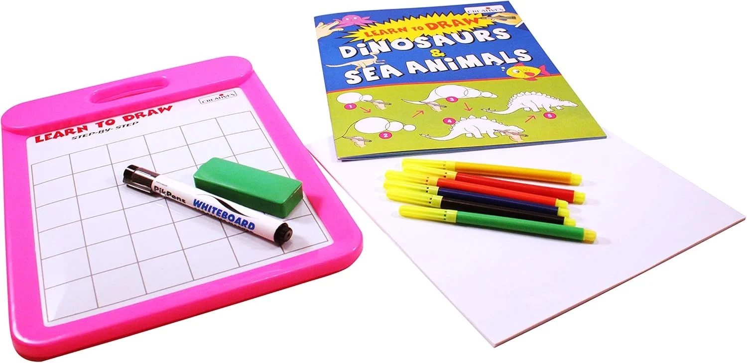 لوازم کمک آموزشی خلاقانه P. Ltd. لوازم کمک آموزشی خلاقانه 1040 آموزش طراحی - دایناسورها و حیوانات دریایی، چند رنگ