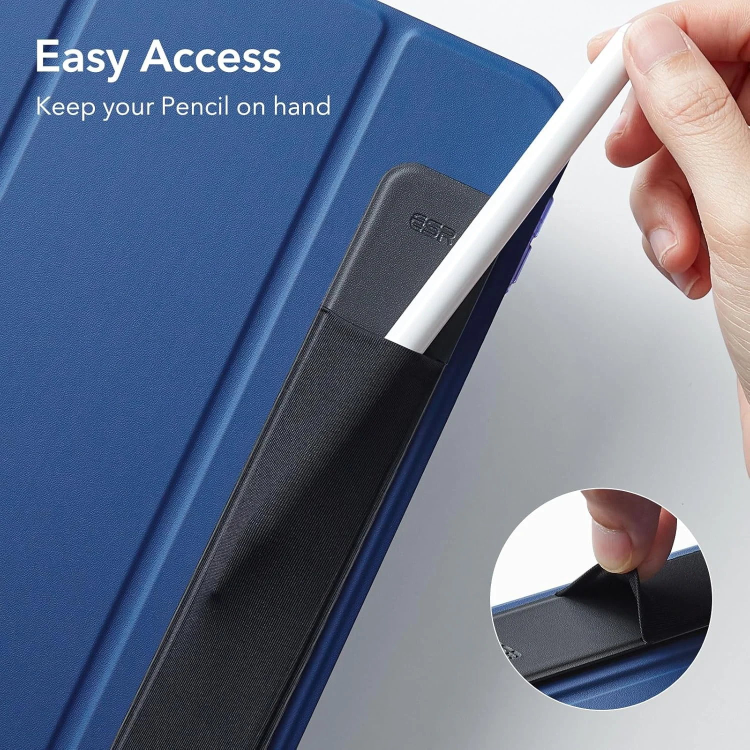 نگهدارنده قلم ESR سازگار با قلم (نسل 1 و 2)، جیب الاستیک برای قلم لمسی [محافظت شده و ایمن]، آستین چسبی متصل به کیف برای قلم، مشکی
