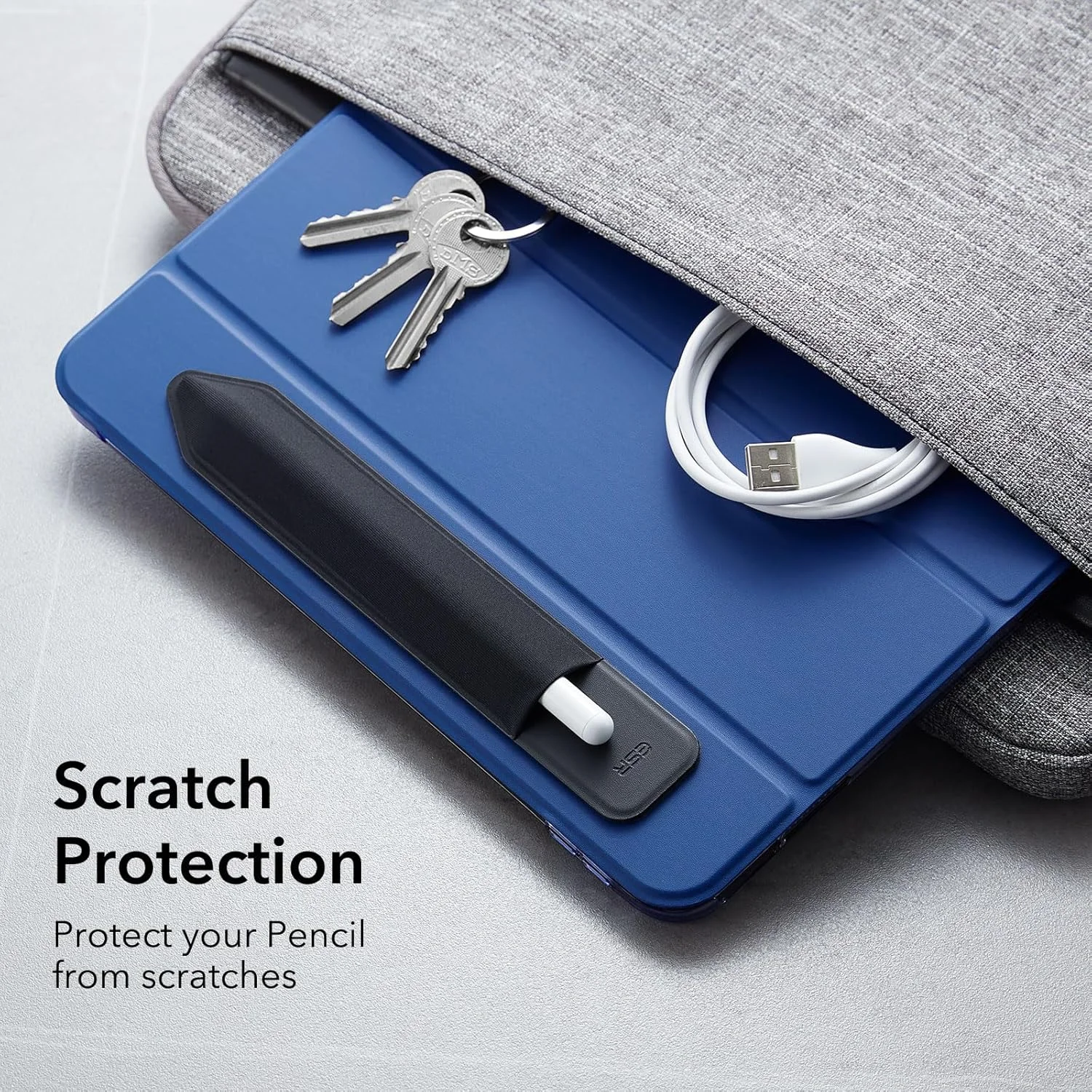 نگهدارنده قلم ESR سازگار با قلم (نسل 1 و 2)، جیب الاستیک برای قلم لمسی [محافظت شده و ایمن]، آستین چسبی متصل به کیف برای قلم، مشکی